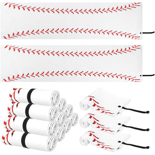 HunnmingRe 12 Pcs Mini Baseball Cooling Towel with Snap Loop, 30" x 9" Cooling Towel for Neck and Face Breathable Chilly, Microfiber Sport Rags for Baseball Team Gift, Cold Sweat Rag for Sport