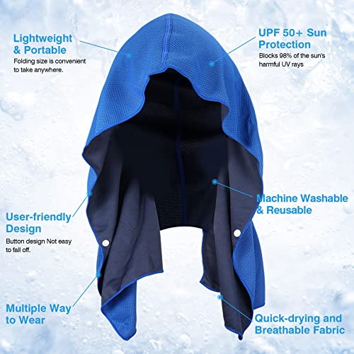 Sukeen Cooling Hoodie Towel, Cooling Towels for Neck and Face Absorbent Quick Drying, Cooling Neck Wraps UV Protection Sport Workout Camping Cycling Cooling Towel