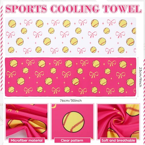 Moukeren 12 Pcs Softball Cooling Towels Softball Party Favor 30"x9" Microfiber Breathable Chilly Ice Towel Sweat Rag for Sport Team Gift Bulk