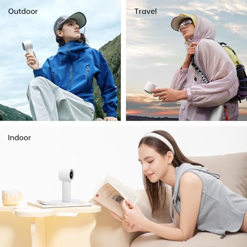 JISULIFE Handheld Turbo Fan Life10S, 28H Max Runtime, Strong Wind, Gray | For Travel, Beach & Concerts, Ultra-Quiet, 5000mAh Rechargeable Portable Fan, Powerful Cool Airflow, Gift for Women & Men