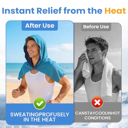 3 Pack Cooling Hoodie Towels for Neck and Face, Ice Towels for Hot Weather | UPF 50 Sun Protection & Instant Cooling, Soft Breathable Towel for Sport, Work Out, Gym, Camping & More Activities