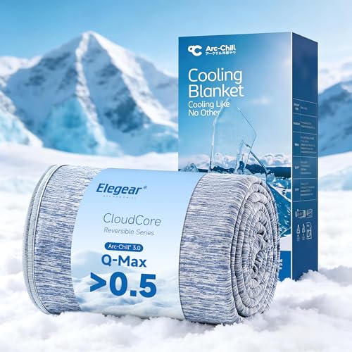 Elegear Revolutionary Cooling Blanket King Absorbs Heat to Keep Body Cool for Night Sweats, Arc-Chill 3.0 Cool Fiber Q-Max>0.5 for Hot Sleepers, Lightweight Summer Cold Blankets for Sleeping, Blue