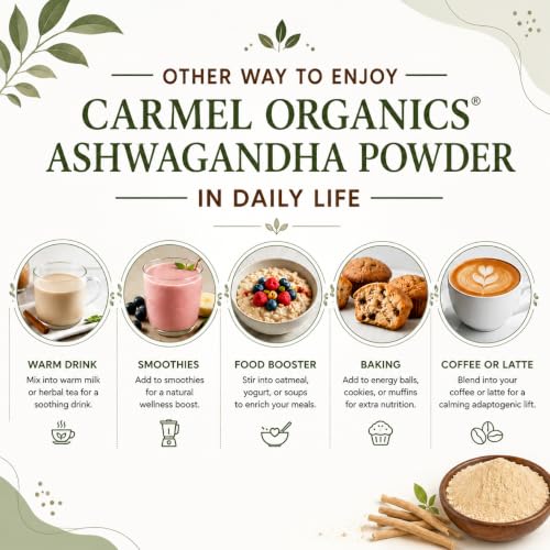 CARMEL ORGANICS Organic Ashwagandha Root Powder 8 Ounce
