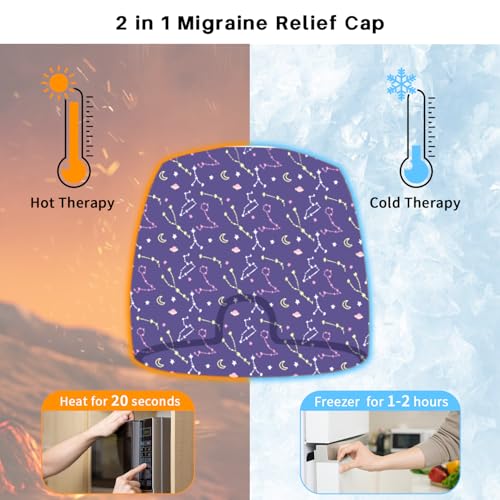 my novel things Migraine Relief Cap, Gel Cooling Headache Mask 2PK | With Hot/Cold Gel for Instant Headache and Stress Relief - Reusable Ice Pack