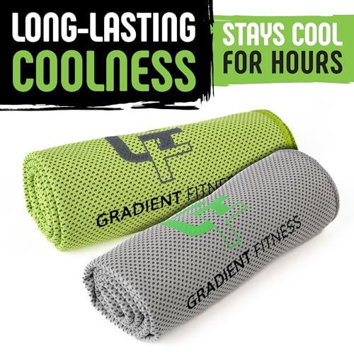 Cooling Towels (4 Pack) - Breathable Sweat Towel, Cooling Towel for Neck & Face - Neck Cooler for Quick Cool Down for Gym, Running, Golf, Yoga, Camping & Sports (Green|Grey, 4)