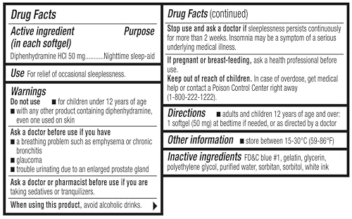 Wellness Basics Sleep Aid | Maximum Strength Diphenhydramine HCl 50 mg | Non-Habit Forming | Twin Pack -192 Total Softgels for Restful Sleep
