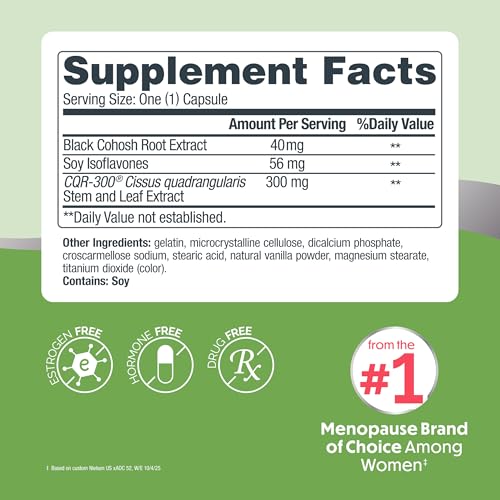 Estroven Perimenopause & Pre-Menopause Supplement for Women, 30 Count | Hormone-free Perimenopause Support for Hot Flash & Night Sweats, Weight management*, Drug-free, Black Cohosh, Cissus, 1 Daily