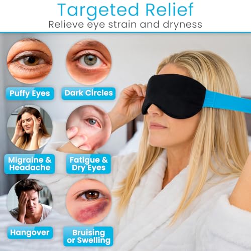 Artic Flex Heated & Cooling Eye Mask for Sleeping - Reusable Gel Ice Pack | For Tension Relief, Migraines, Skin Puffiness, Sleep - Hot & Cold Therapy Spa Treatment - Dry Eyes, Dark Circles, Eye Bags