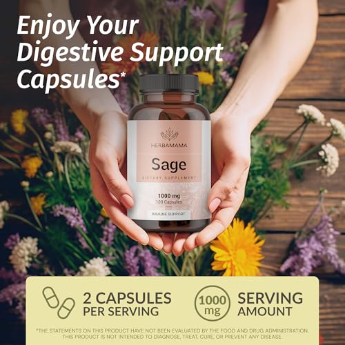 HERBAMAMA Sage Leaves Capsules - Digestive & Brain Support