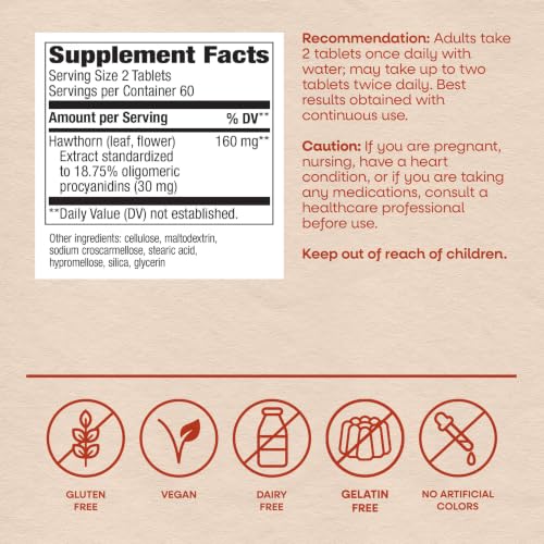 Nature's Way HeartCare Hawthorn Standardized Extract, Daily Support,120 ct