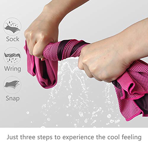 Cooling Towels 4 Pack, 40x12 Inch Cooling Towel for Neck & Face, Sports | Cooling Neck Towel: Ideal for hiking, gardening, road trips, sports events, dog walks and hot weather activities.