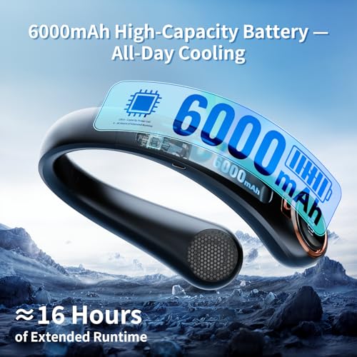 𝟐𝟎𝟐𝟔 𝐔𝐩𝐠𝐫𝐚𝐝𝐞 BNBZ Portable Neck Fan, 6000mAh Rechargeable Fan Blows Cold Air with LED Display, 4 Speeds, 20H Runtime, Quiet Wearable 360° Personal Cooling Fan for Outdoor Travel Work Gym