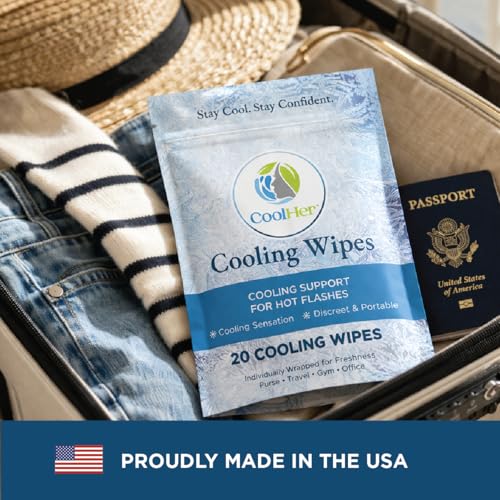 Cooling Wipes for Women – Individually Wrapped Travel Wipes for Hot Weather, Outdoor Activities & Hot Flash Comfort – Refreshing Body Wipes (20 Count)