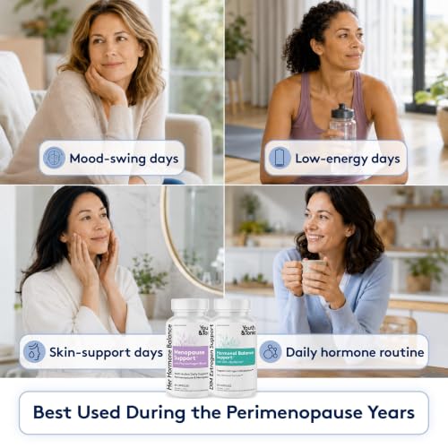 Youth & Tonic DIM for Perimenopause – Estrogen Supplement for Women 2pk | Hormone Balance Supplement for Women, DIM Complex (Diindolylmethane) + Red Clover + Black Cohosh for the Menopause Transition