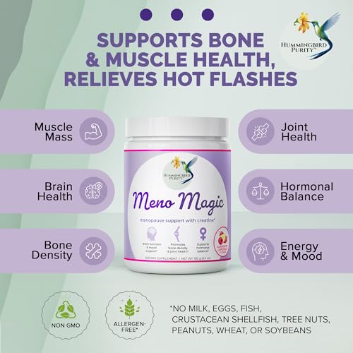 Meno Magic Menopause Support Drink Mix | 8-in-1 Hormone Balance for Hot Flashes, Night Sweats, Mood | Creatine + Herbal & Vitamin Blend | Energy, Metabolism, Muscle Support | 30 Servings