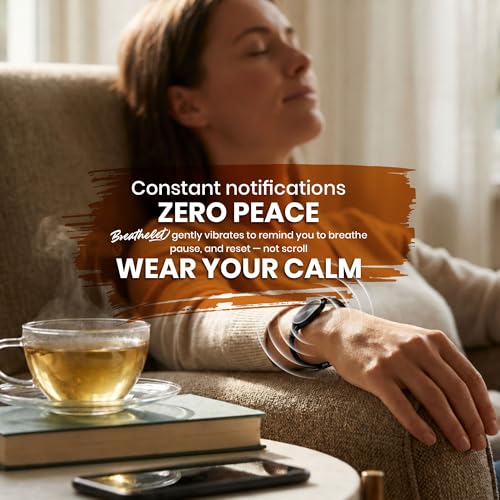 Mindful Vibration Reminder for Men and Women —Adjustable One-Size Couples Bracelets,a Gentle Cue to Pause and Breathe,No App or Bluetooth,Premium Screen-Free Wellness Gift (Gunmetal)