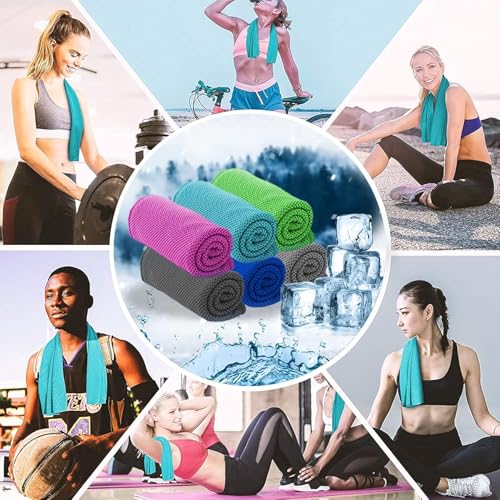 Amgico 6 Pack Cooling Towel 40"X12", Cooling Towels for Neck and Face, Quick Dry Soft Breathable Reusable Microfiber Towels for Hot Weather, Camping, Hiking, Beach, Workout, Running & More Activities