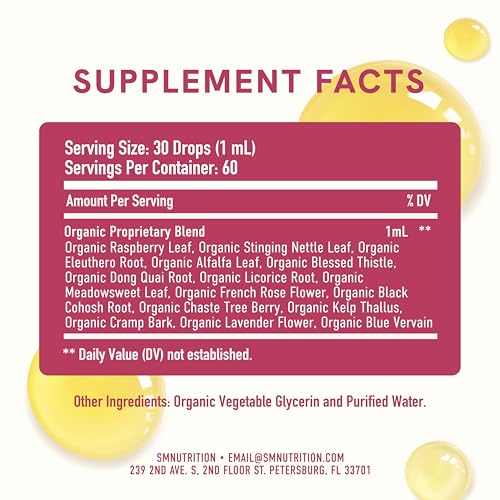 Hormone Balance Liquid Drops with Black Cohosh & Stinging Nettle, Vegan | With Red Raspberry Leaf Chasteberry & More, Menopause Hot Flash & PMS Menstrual Herbal Support Tincture, USDA Organic, 2oz