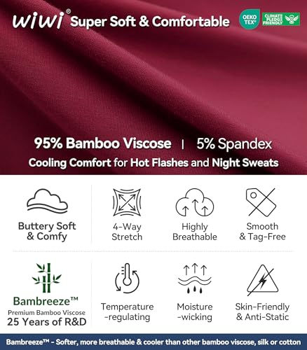 WiWi Womens Pajamas Set Bamboo Viscose Super Soft Short Sleeve Top Ruffle Shorts Sleepwear Cooling Pj Sets S-XXL