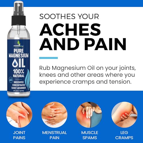 Pure Magnesium Oil Spray for Sleep, Feet & Leg Cramps - USP Grade - 8oz