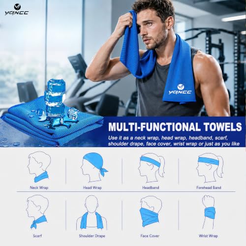YQXCC 4 Pack Cooling Towels, 40"x12", Cool Cold for Neck & Face | Soft Breathable Microfiber, Instant Cool Sports Towel for Gym, Yoga, Golf, Running, Camping, Outdoor Activities & Hot Weather