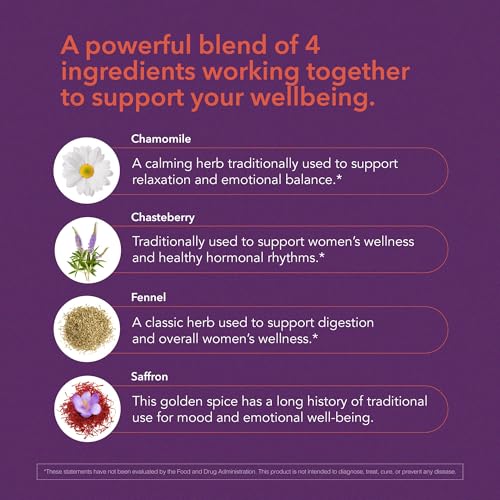 Menopause Supplements for Women, Hot Flash, Sleep, Mood & Focus Support, Hormone-Free with Maca, Ginseng, Chamomile & Saffron, Non-GMO, 60 Capsules, 30 Day Supply