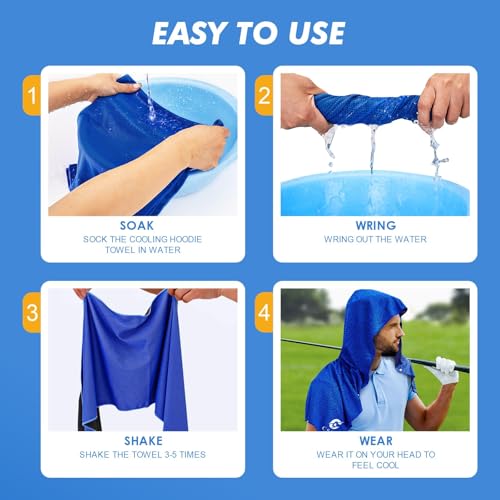 CSITE Cooling Hoodie Towels, Instant Cooling Towels for Neck and Face, UPF 50 Sun Protection, Ice Towel for Hot Weather, Head Towel for Sports, Camping, Cycling & More Activities