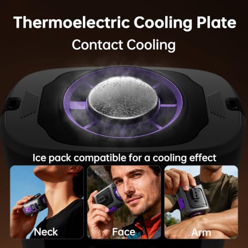 MUXNW Clip-On Waist Fan with Ice Cooling Plate, 14000RPM, 8000mAh | 5 Speeds, 8-42H Runtime, Belt Clip, Under-Shirt Airflow, Semiconductor Contact Cooling for Outdoor Work