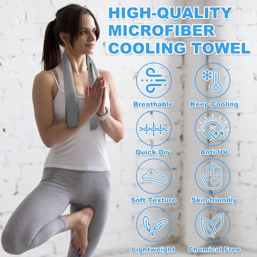 6 Pack Cooling Towel (40"x12"), Cooling Towels for Instant Cooling,Sports Towel, for Yoga, Sport, Running, Gym, Workout,Camping, Fitness, Workout,Hot Weather Travel
