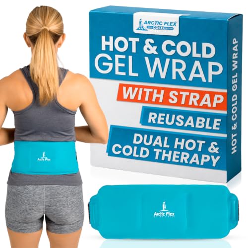 Arctic Flex Reusable Hot & Cold Gel Ice Pack Wrap with Strap - Therapy | Injuries, Pain, Shoulder, Knee, Back, Elbow & Foot - Flexible Wrap Around Cold Pack & Compress