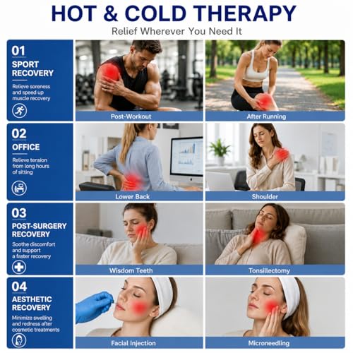 Gel Soft Flexible Ice Packs for Injuries, Reusable Cold Pack, Hot Cold Compress for Joint&Muscle Pain, Surgery Recovery, Inflammation, Swelling, Face, Head, Wrist, Ankle&Foot Injury, 4 Pack-5.1"x6.3"