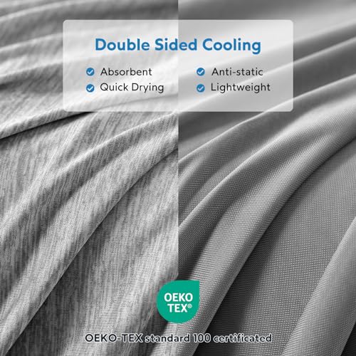 HOMFINE Cooling Blanket for Hot Sleepers Twin Size, Grey 60"x80" | Dual-sided mica nylon cool, Q-Max 0.439 instant cool, Lightweight & breathable for night sweats & menopause, Machine washable