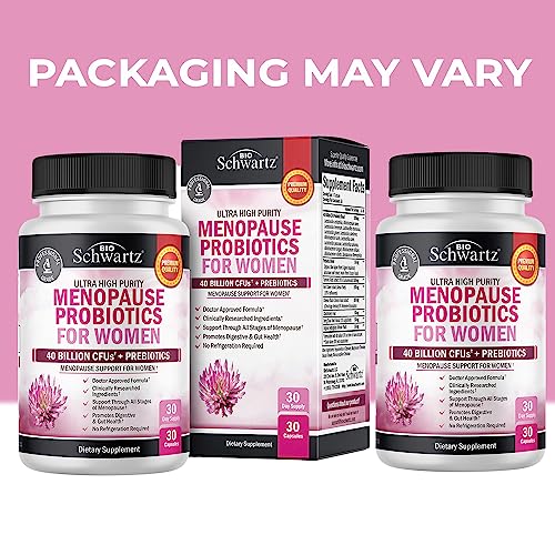 Menopause Supplements for Women - 40B CFU Menopause Probiotics for Women | Support for Hot Flashes Night Sweats Mood Swings and Balance - Non-GMO, 60 Easy-Swallow Capsules, 30 Servings