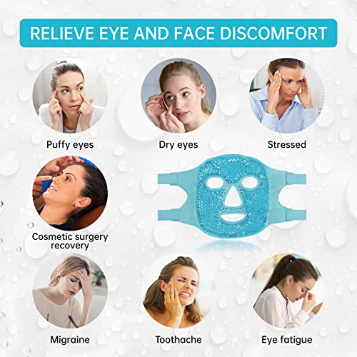 ZNÖCUETÖD Cold Face Ice Mask Facial Ice Pack, Hot Cold Compress for Face | Face SPA Gift for Woman Dark Circles Facial Puff, Pressure, Headaches, Skin Care, Post Laser Cosmetic Care, Reversible