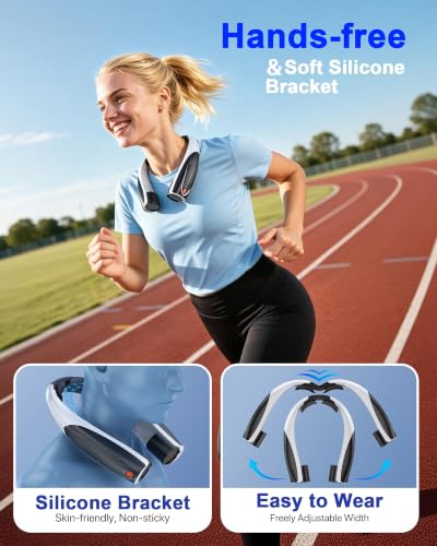 Portable Neck Fan, Max 20H, Rechargeable Personal Fan with 6000mAh Battery, 360° Cooling, 6 Speeds Hands-Free Wearable Fan, Gifts for Men, Women, Travel, World Cup, Outdoor