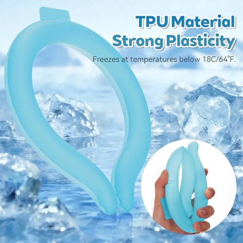 Neck Cooling Tube - Reusable Ice Neck Cooler, Wearable Cooling Neck Wrap for Personal Cooling Relief, PCM Cooling Device for Hot Flashes, Summer Heat, Outdoor Sports, Work & Travel(Blue)