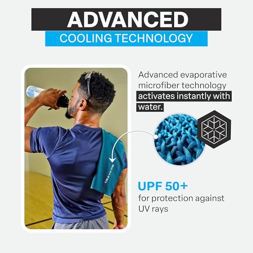 Instant Cooling Towel - Sports Cooling Towel with UPF 50+ and Reflective Protection - Moisture Wicking, Chemical-Free Evaporative Cooling for Hot Weather, Runners & Athlete (Blue, 1 Pack)