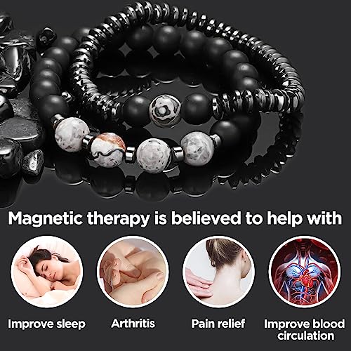 Magnetic Healing Bracelet – Adjustable Hematite Bracelet for Lymph Drainage, Arthritis, Anxiety Relief, Swelling Reduction & Weight Loss – Slimming Bracelet for Women & Men