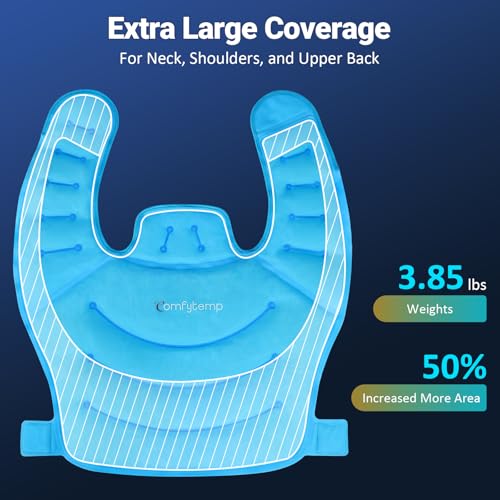 Comfytemp Large Ice Pack for Neck Shoulders Upper Back Pain Relief | FSA Eligible HSA, Reusable Gel Ice Pack Hot Cold Compress Recovery for Neck Shoulder Upper Back, Rotator Cuff (Large, Blue)