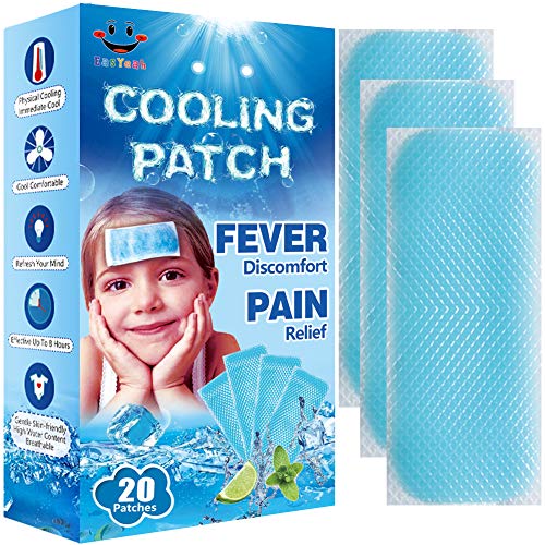 EasYeah Kid Fever Patches for Fever, Pain Relief, Pack of 20 | Cooling Relief Fever Reducer, Soothe Headache Pain, Migraine Relief, Cooling Patches for Kids & Adults