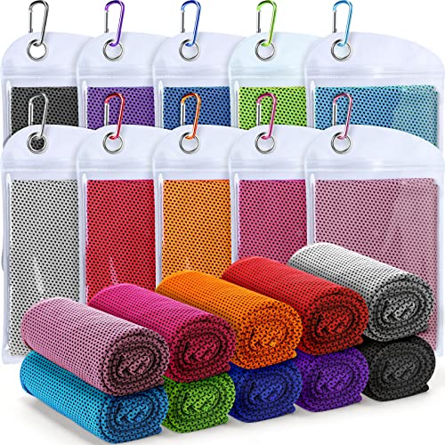 Honoson 20 Packs Cooling Towel Ice Towel Microfiber Sports Towel Breathable Chilly Towel with Bag Wet Towel for Neck Men Women Stay Cool Yoga Gym Golf Workout Travel Camping Beach Accessories