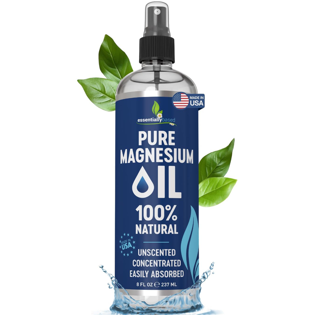 Pure Magnesium Oil Spray for Sleep, Feet & Leg Cramps - USP Grade - 8oz