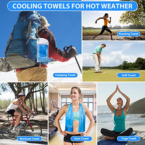 SYOURSELF Cooling Towels for Neck and Face, 4 Pack 40" x 12" Cooling Towel for Hot Weather, Soft Breathable Instant Cool Chilly Pad for Sports Golf Yoga Gym Athletes Camping Ice Towels(Mix-4pcs)
