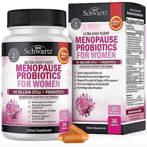 Menopause Supplements for Women - 40B CFU Menopause Probiotics for Women | Support for Hot Flashes Night Sweats Mood Swings and Balance - Non-GMO, 60 Easy-Swallow Capsules, 30 Servings