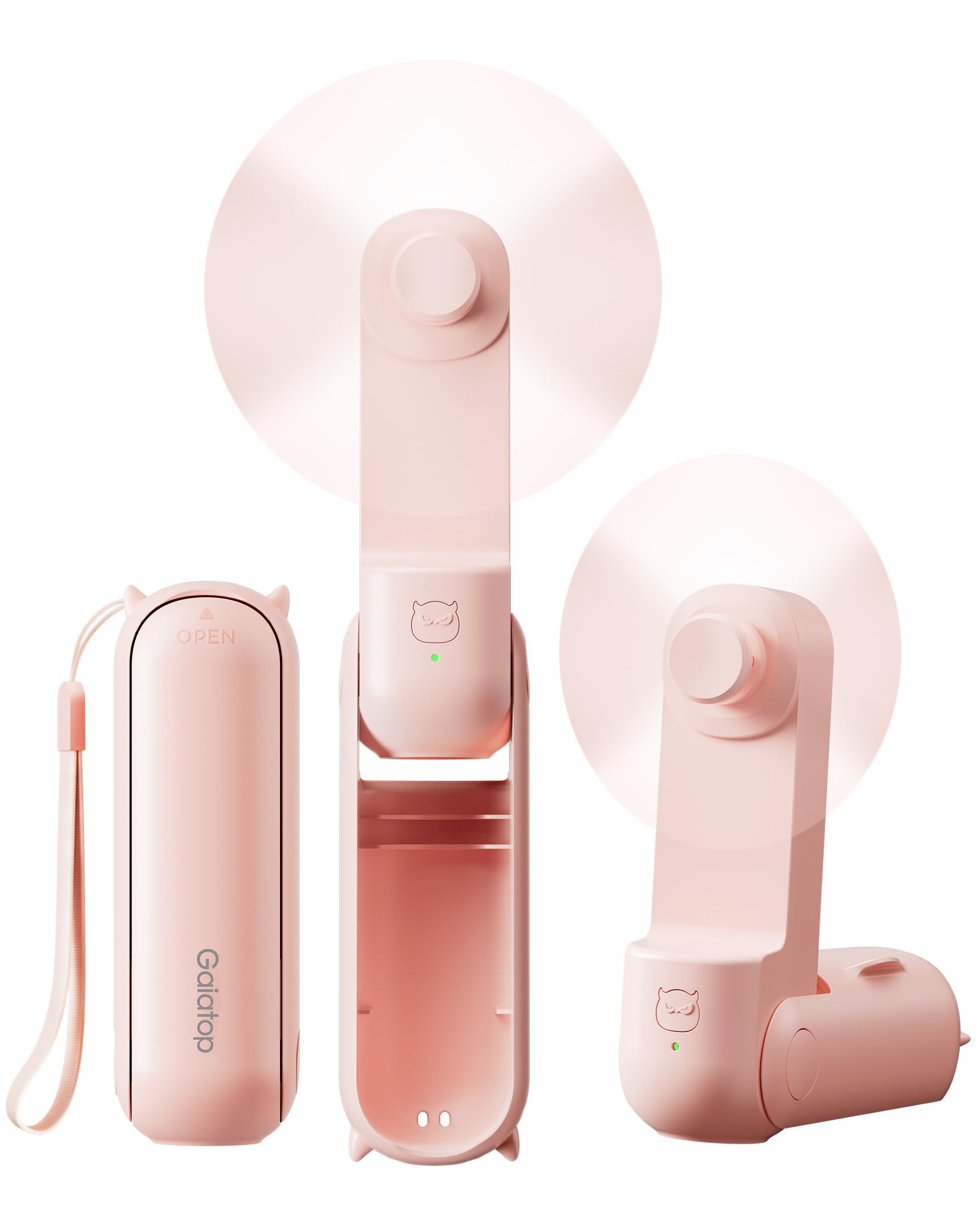 Gaiatop Portable Handheld Fan, 3 in 1 Mini Fan Handheld [17h Max Cooling], Foldable Personal Fans Pocket Design, USB Travel Fans Portable, Lash Trip Summer Essential Cute Gifts for Women Girl, Pink