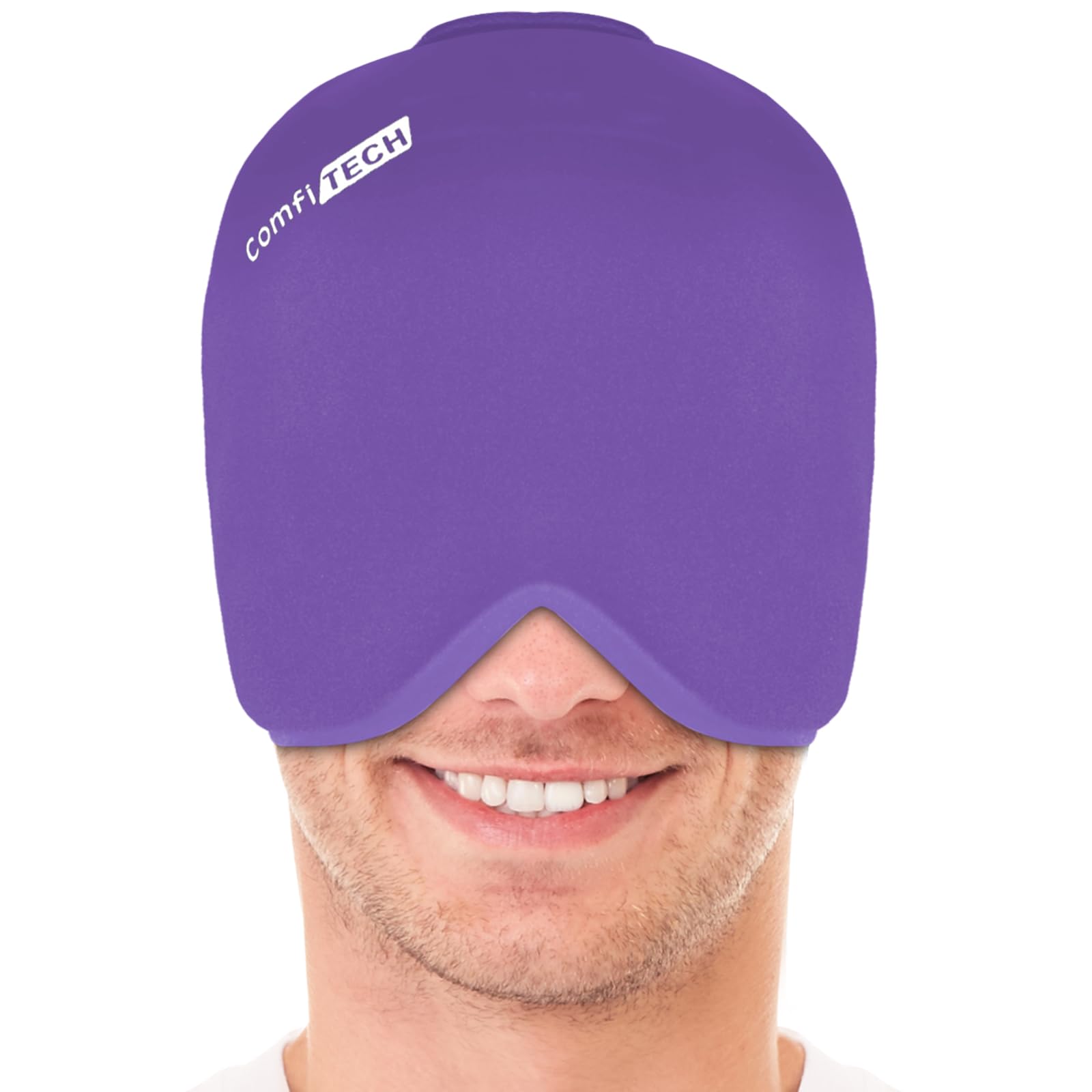 ComfiTECH Head Ice Pack Wrap Cold Cap Cooling Gel Hat, Black, L | Remains Pliable Frozen, Cold Compress for Head, Sinus Tension, Stress and Puffy Eyes