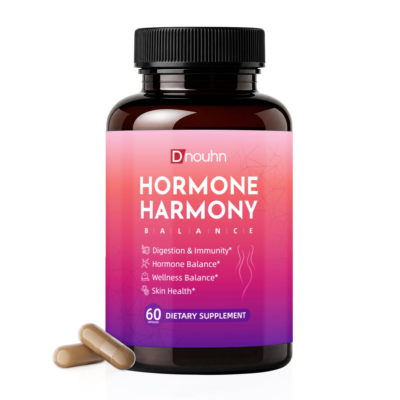 Hormone Harmony for Women – Natural Hormonal Balance Ashwagandha, Rhodiola, Support for Menopause Relief, Hot Flashes, Mood Swings Bloating Relief – 60 Capsules