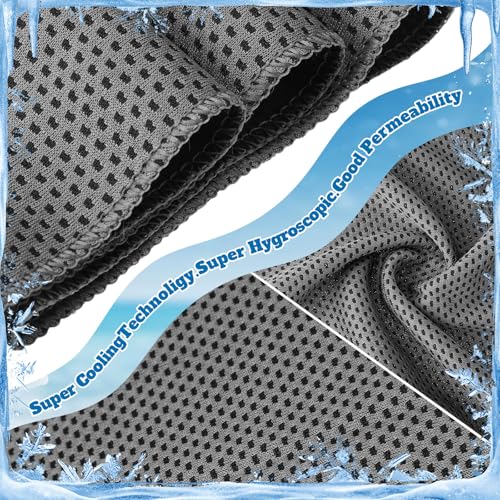 Honoson 12 Pcs Cooling Hooded Towels for Neck and Face UPF 50 Sun Protection Cooling Neck Wrap Breathable Ice Towels for Outdoor Work Running Fishing Gardening (Dark Gray,Light Gray)