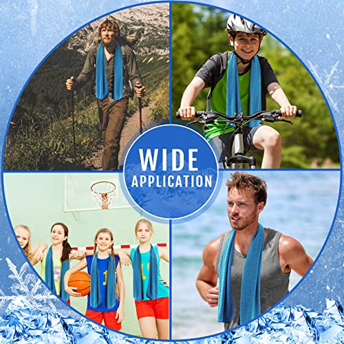 Hosuly 50 Pack Cooling Towels, 40"x12" Yoga Towels Ice Breathable Soft Chilly Sweat Rag Microfiber Workout Rags for Neck and Face for Gym Golf Sport Running(Light Blue)