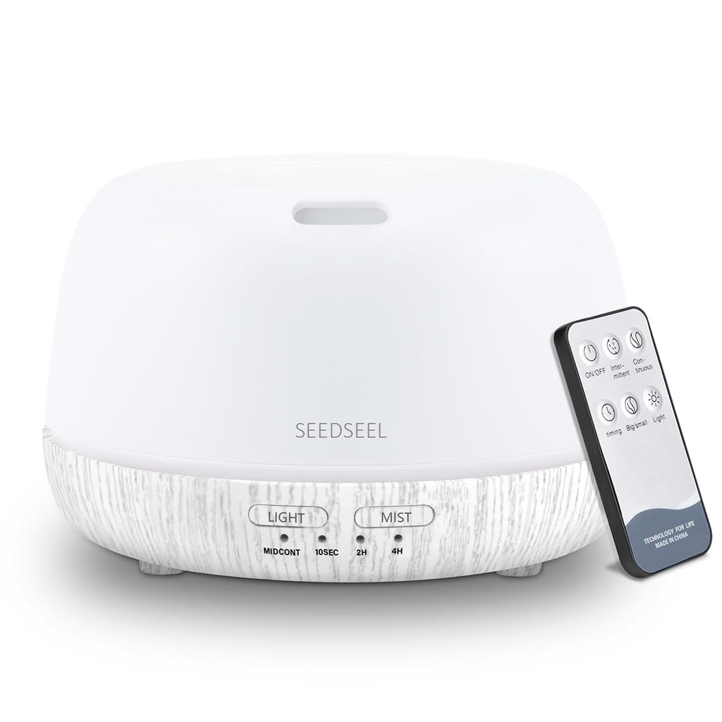 300ML Essential Oil Diffuser with 7-Color LED Lights and Remote Control, Modern Minimalist Design, High-Efficiency Ultrasonic Mist Aromatherapy Diffuser for Home
